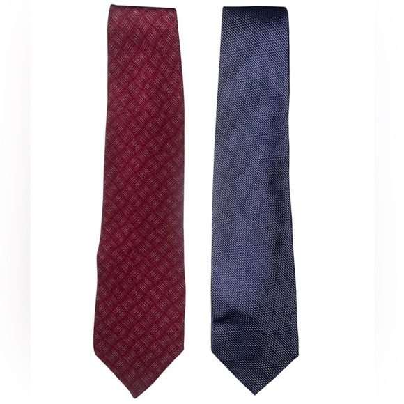 EUC Giorgio Armani Made in Italy Red Blue Men's Silk Neck Ties Luxury Designer - Picture 7 of 8